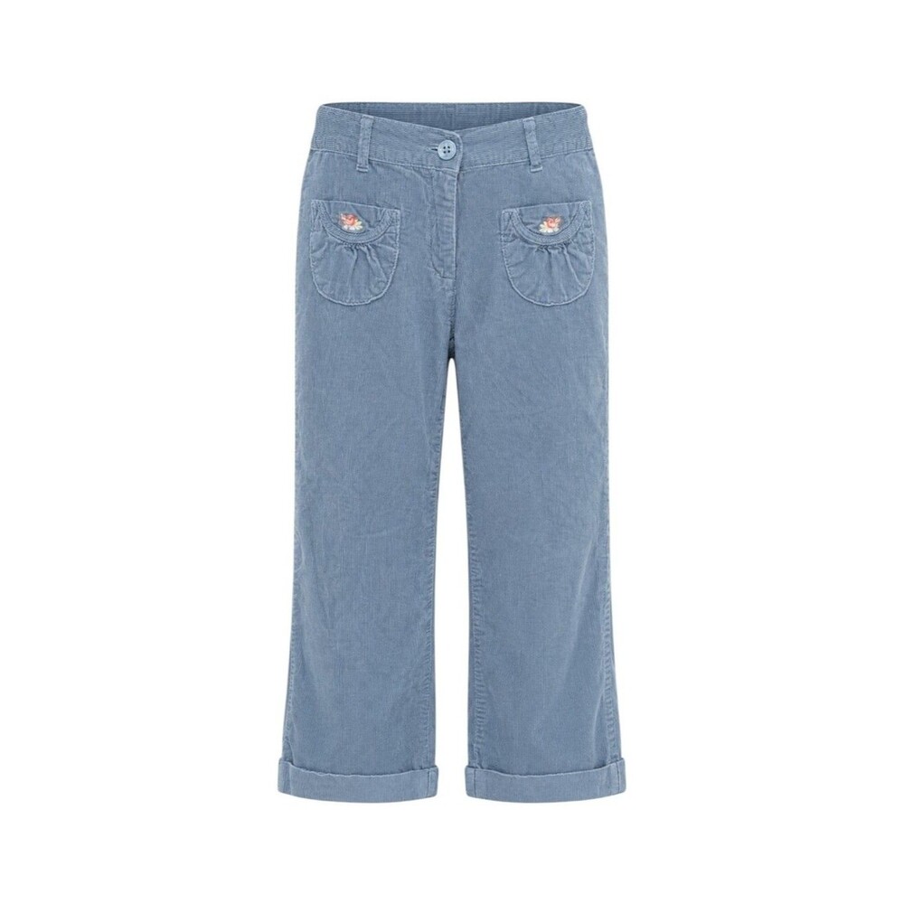Janie And Jack Kids Blue Corduroy Pants Embroidered Flowers Little Girls Size 5T